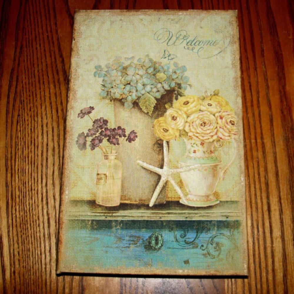 Vintage new Antique look Victorian Welcome Seashore Storage Box crafted lined-